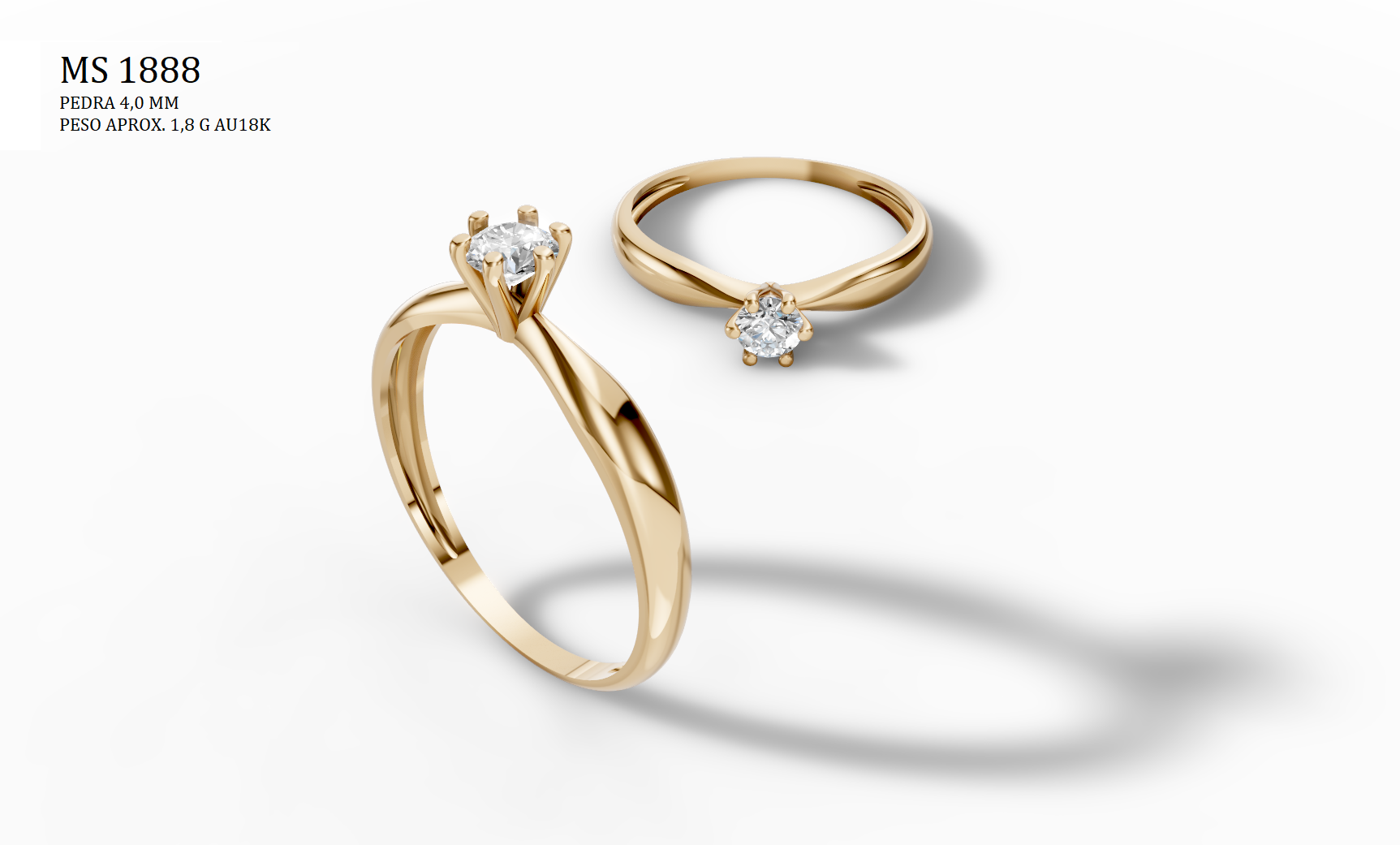 Solitaire Ring - 3D printing file. STL format.