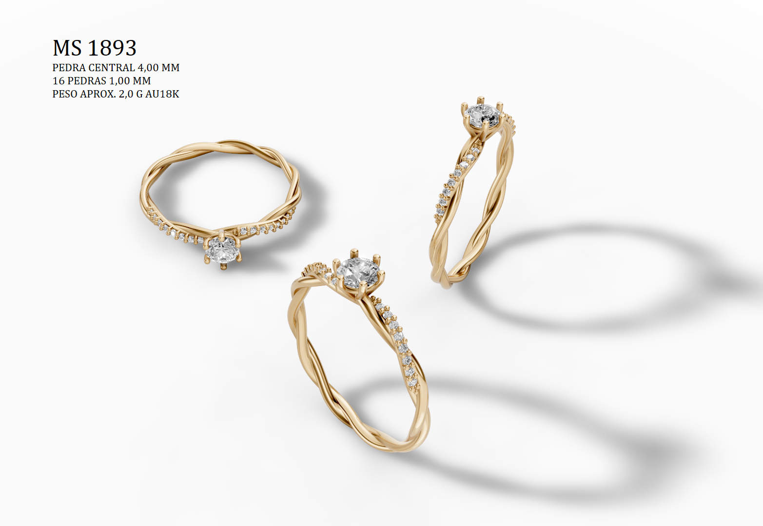 Solitaire Ring - 3D printing file. STL format.