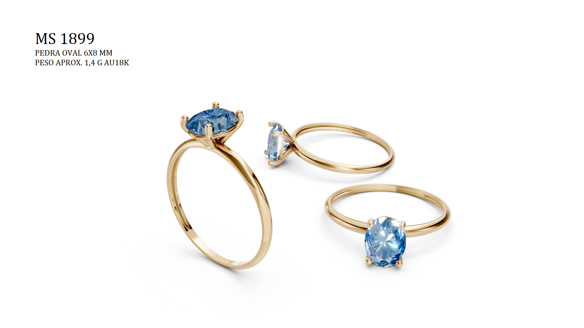 Solitaire Ring - 3D printing file. STL format.