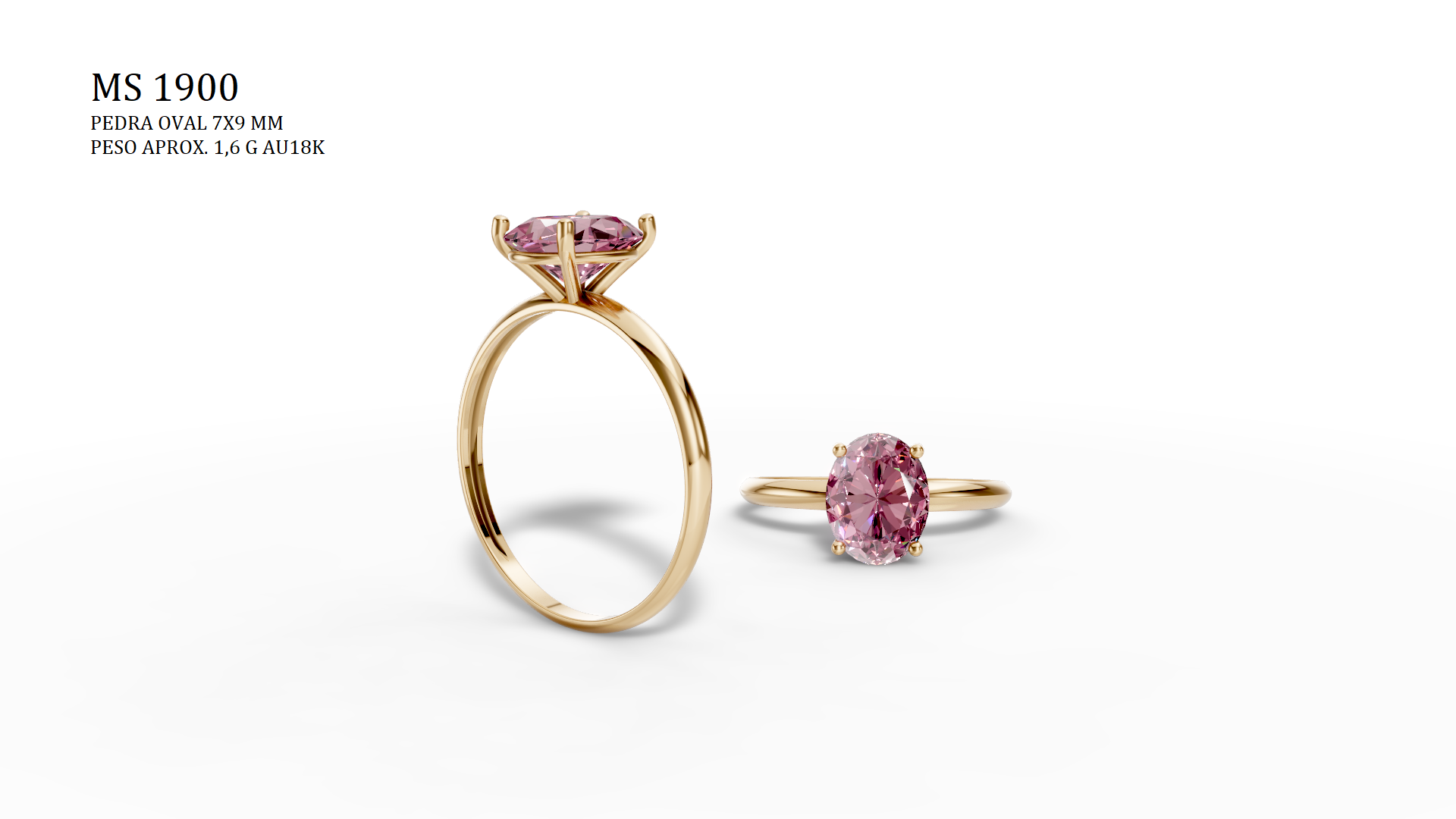 Solitaire Ring - 3D printing file. STL format.