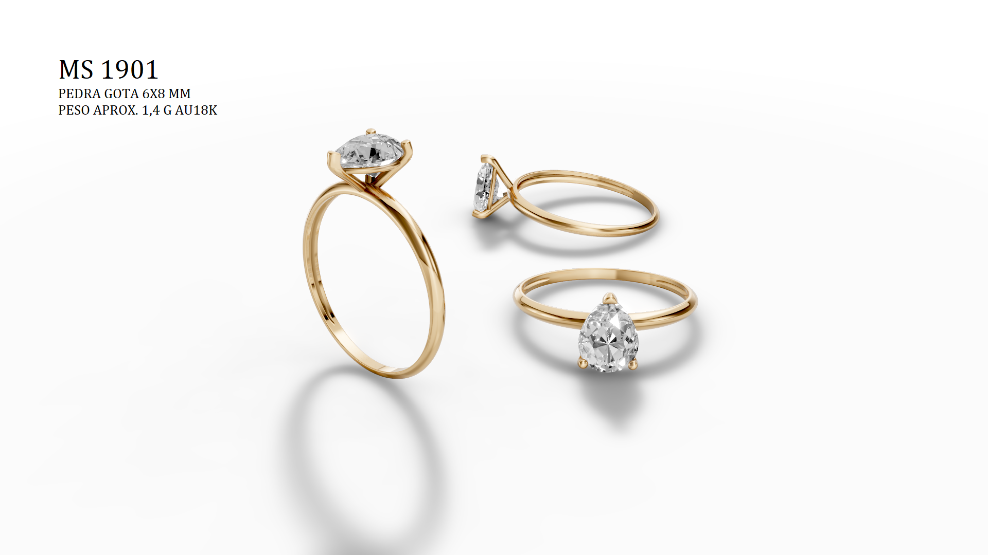 Solitaire Ring - 3D printing file. STL format.