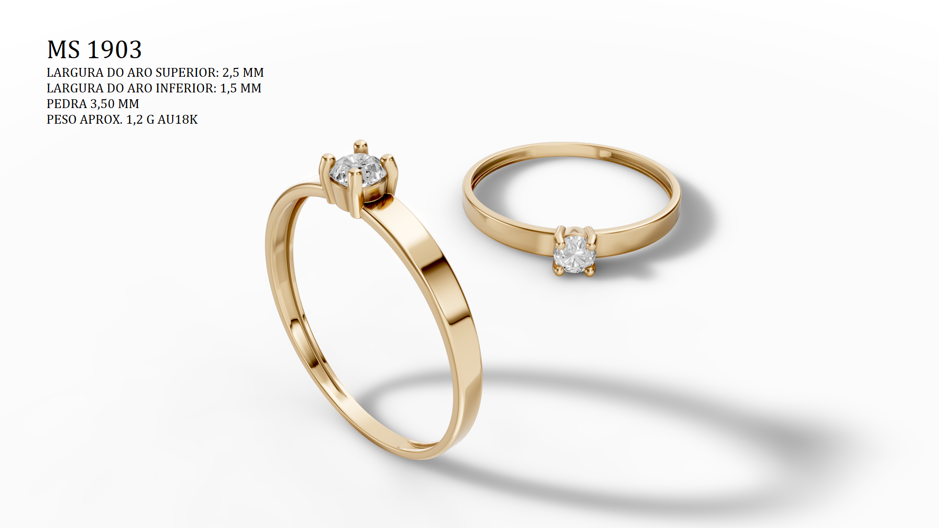 Solitaire Ring - 3D printing file. STL format.