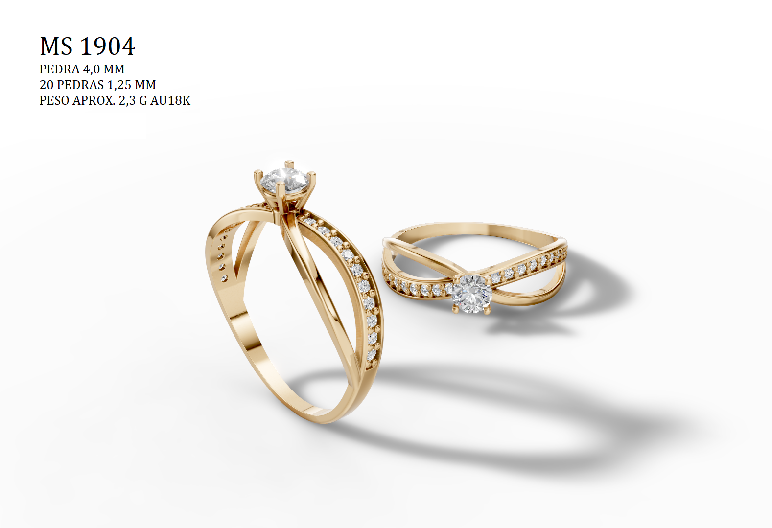 Solitaire Ring - 3D printing file. STL format.