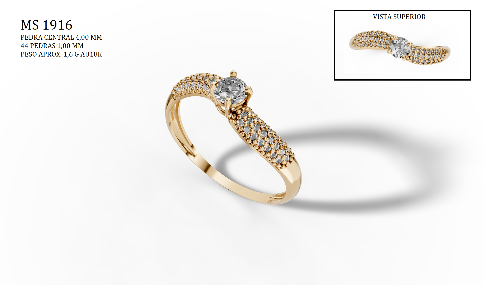 Solitaire Ring - 3D printing file. STL format.