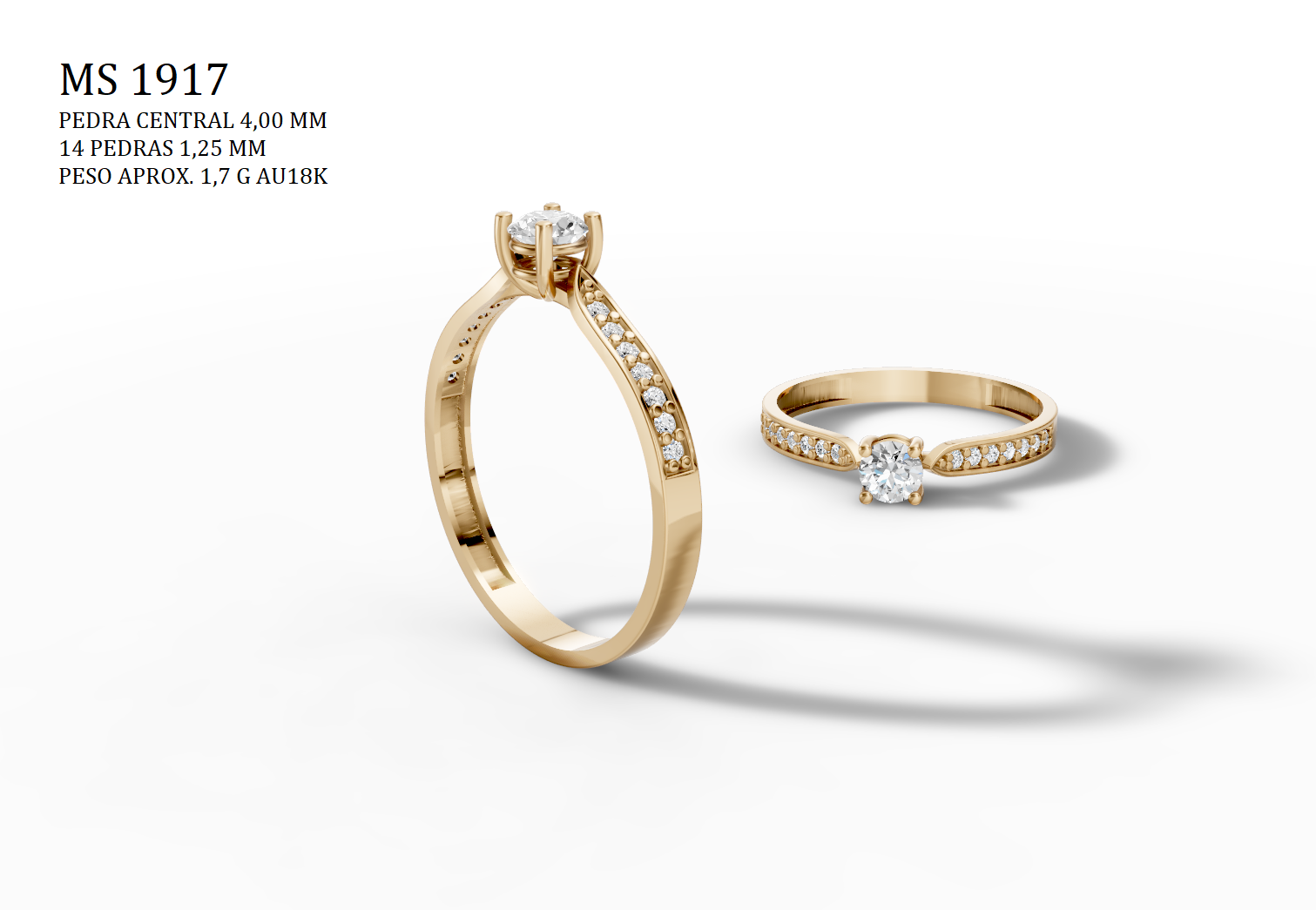 Solitaire Ring - 3D printing file. STL format.