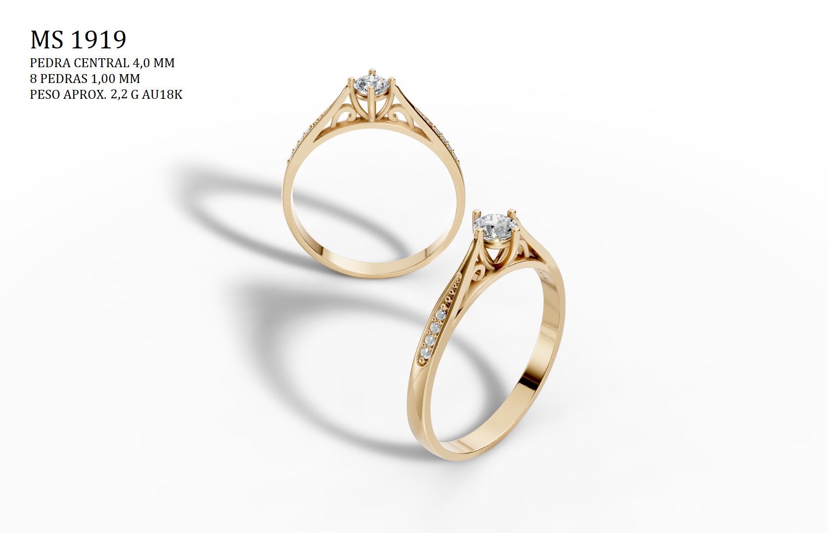 Solitaire Ring - 3D printing file. STL format.