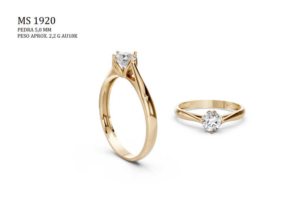 Solitaire Ring - 3D printing file. STL format.
