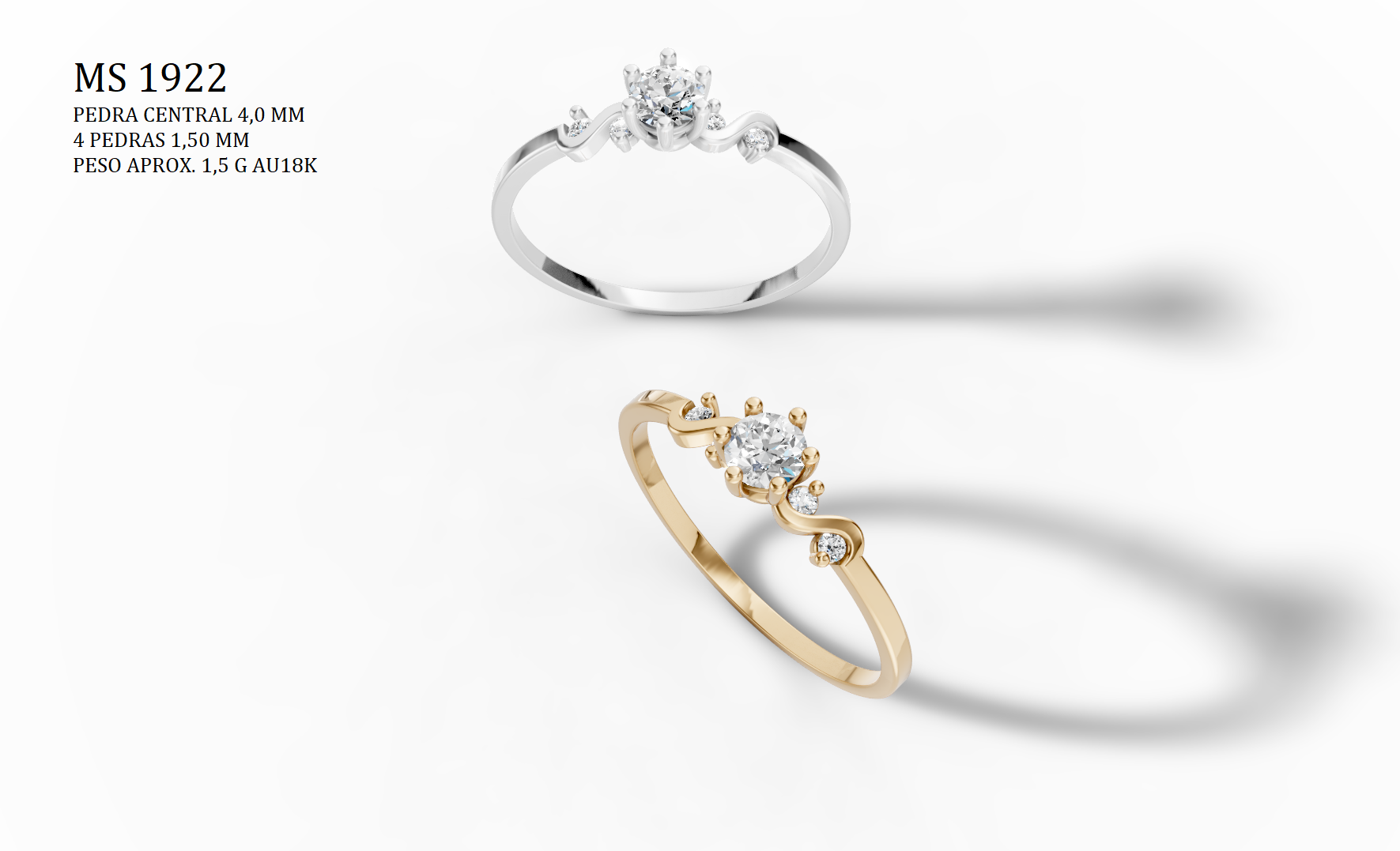 Solitaire Ring - 3D printing file. STL format.