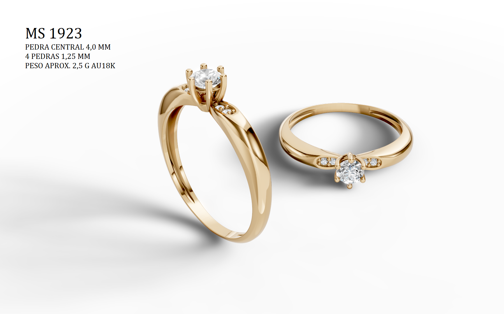 Solitaire Ring - 3D printing file. STL format.