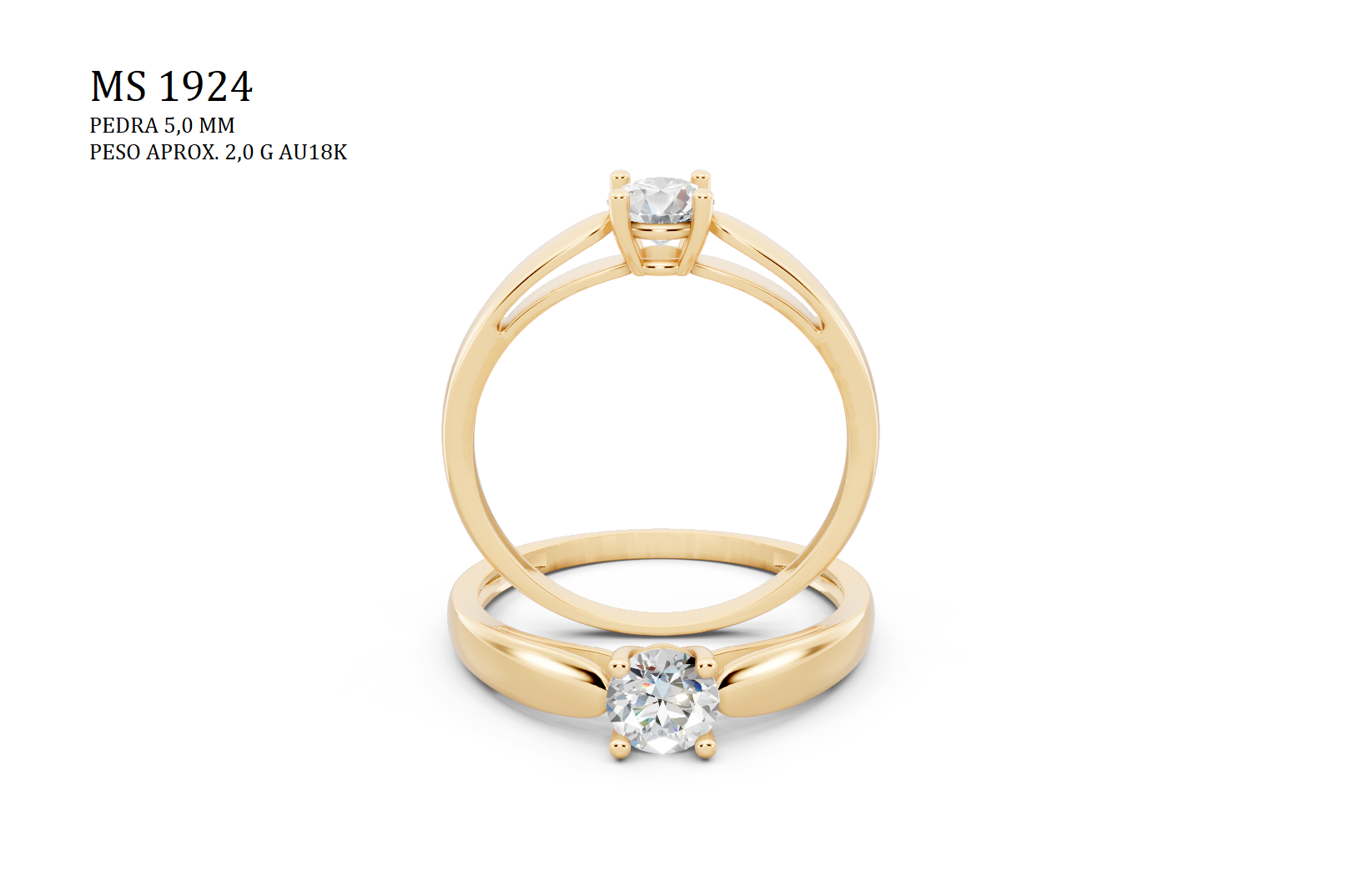 Solitaire Ring - 3D printing file. STL format.