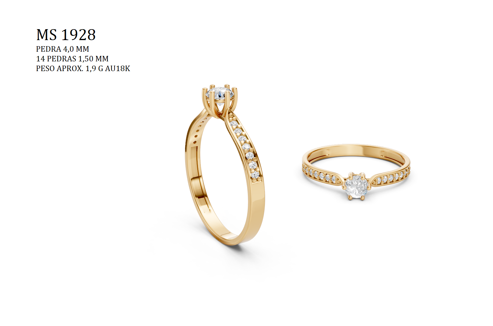 Solitaire Ring - 3D printing file. STL format.