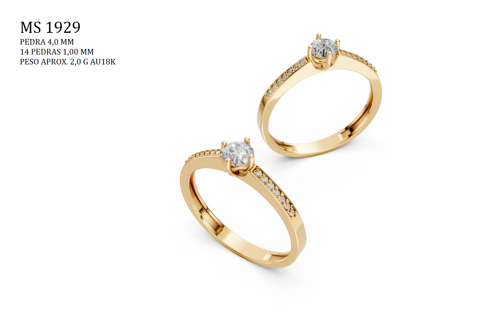 Solitaire Ring - 3D printing file. STL format.