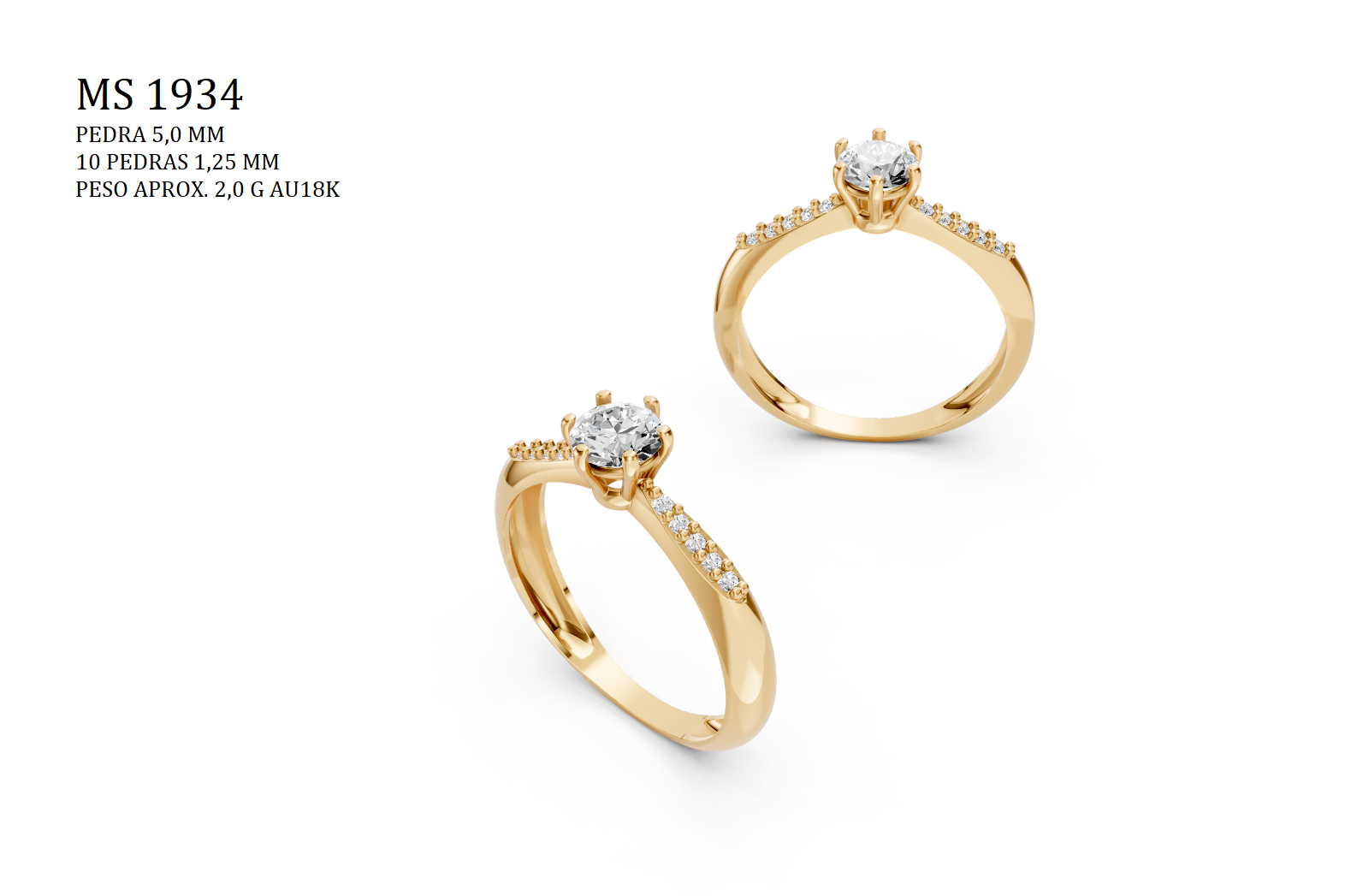 Solitaire Ring - 3D printing file. STL format.