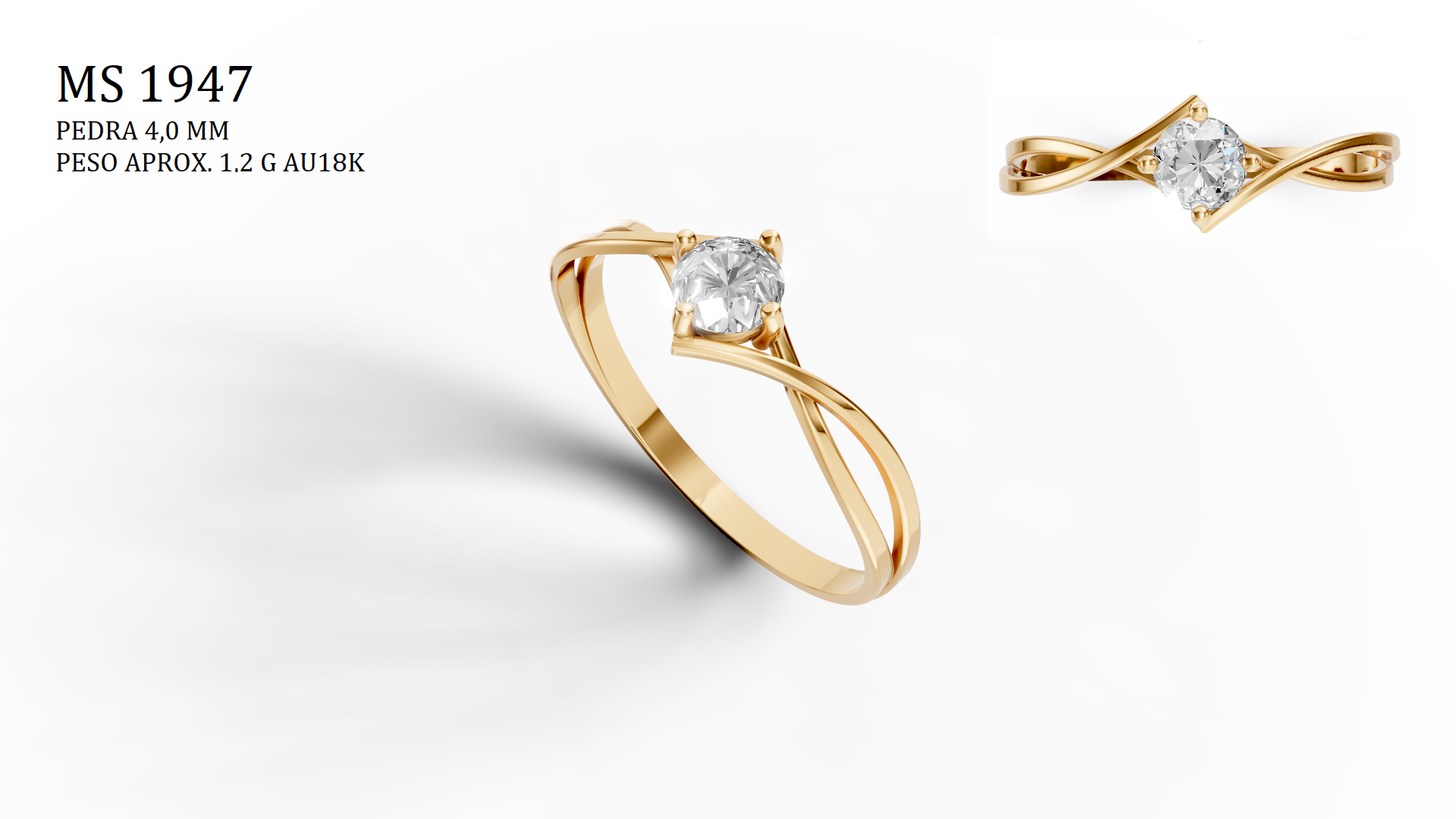 Solitaire Ring - 3D printing file. STL format.