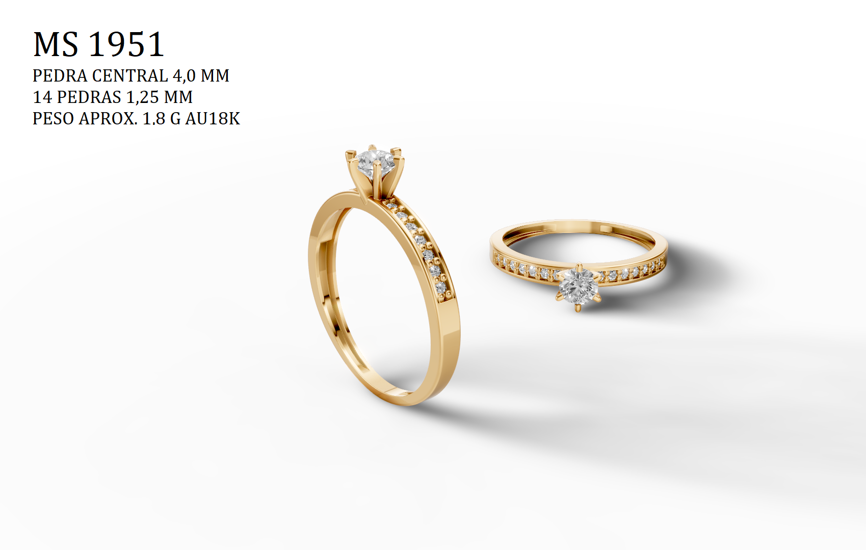 Solitaire Ring - 3D printing file. STL format.
