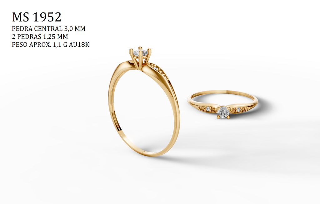 Solitaire Ring - 3D printing file. STL format.