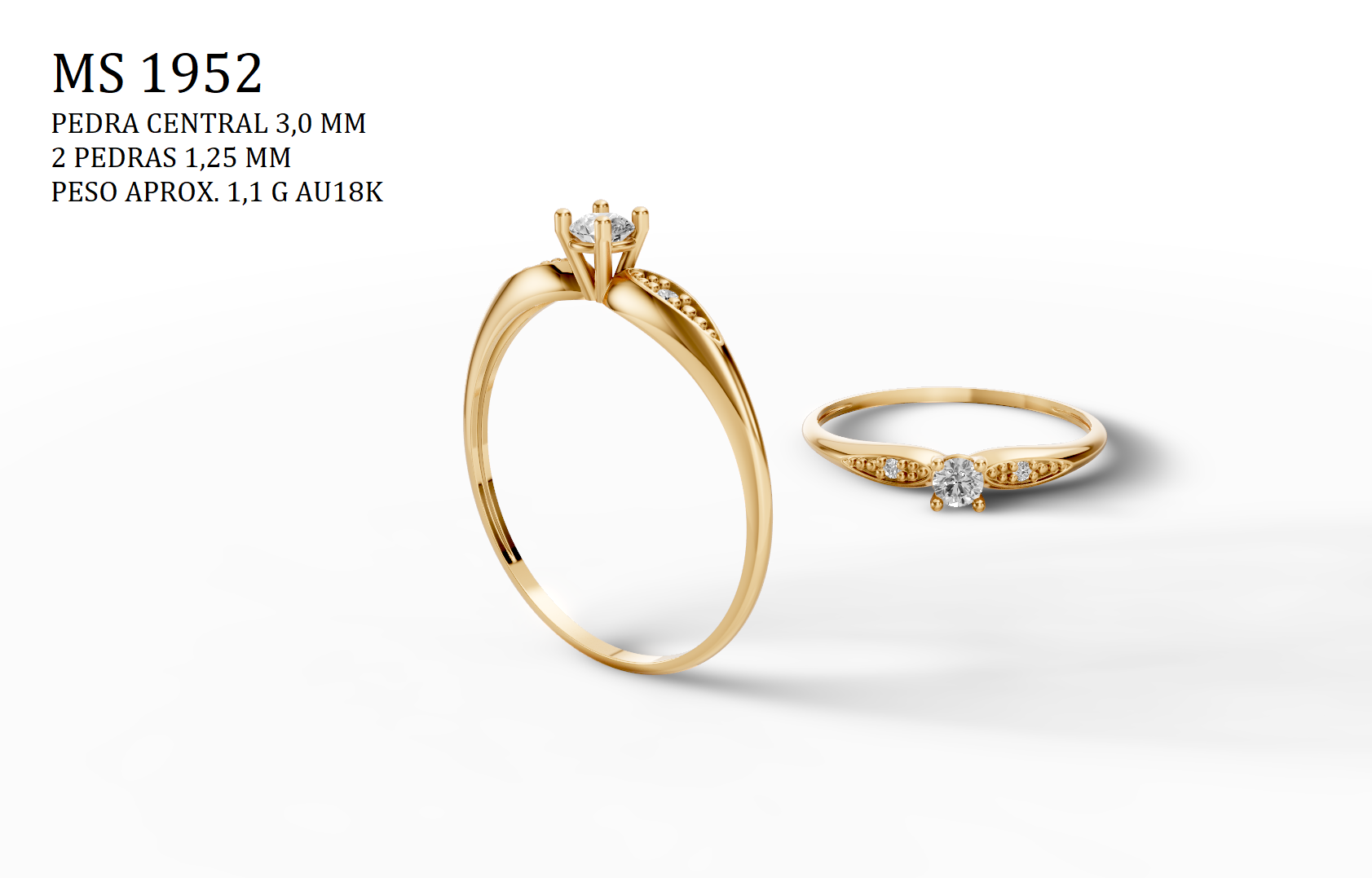 Solitaire Ring - 3D printing file. STL format.