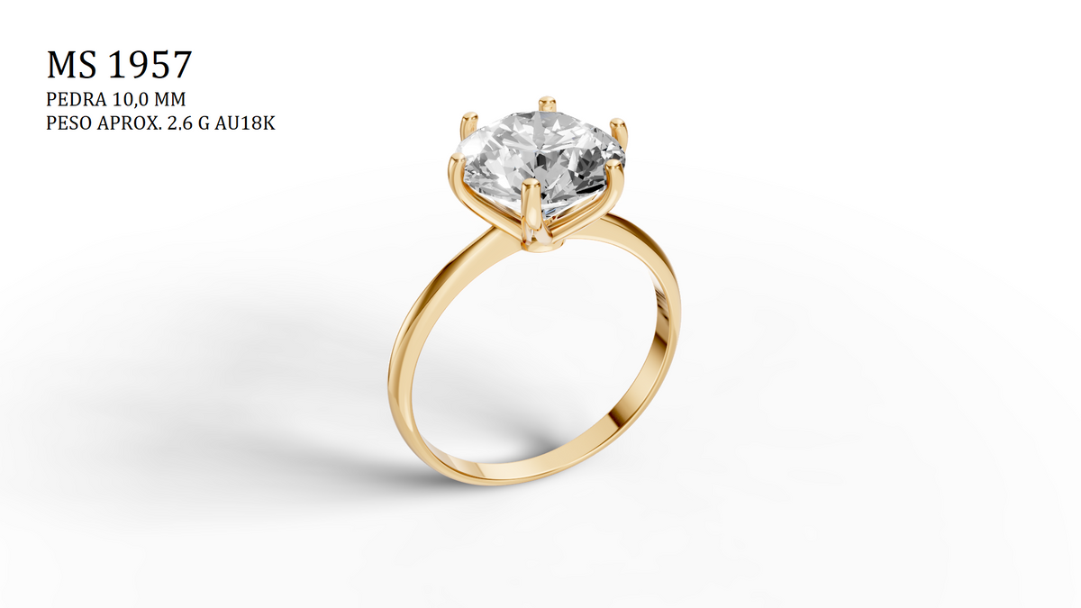 Solitaire Ring - 3D printing file. STL format.