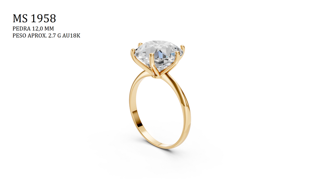 Solitaire Ring - 3D printing file. STL format.