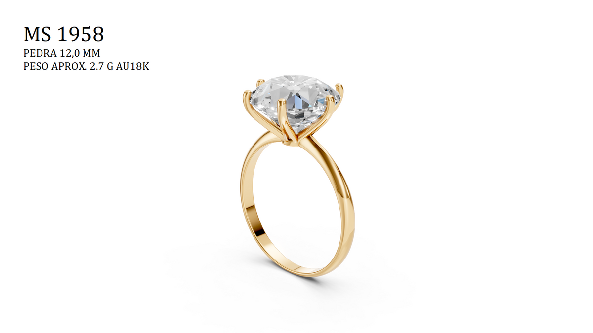 Solitaire Ring - 3D printing file. STL format.