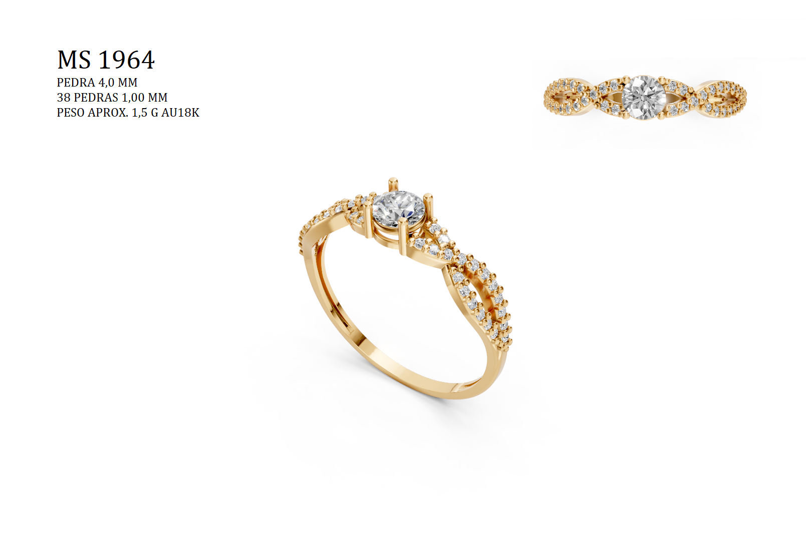 Solitaire Ring - 3D printing file. STL format.