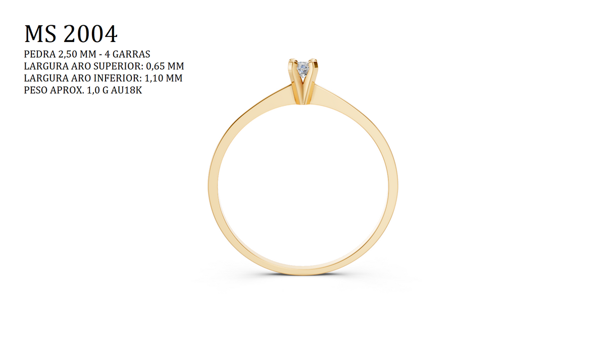Solitaire Ring - 3D printing file. STL format.