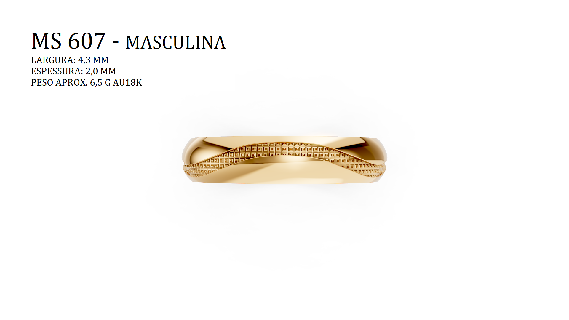 Aliança — Arquivo STL MS-607-Masculina| Impressão 3D Joalheria