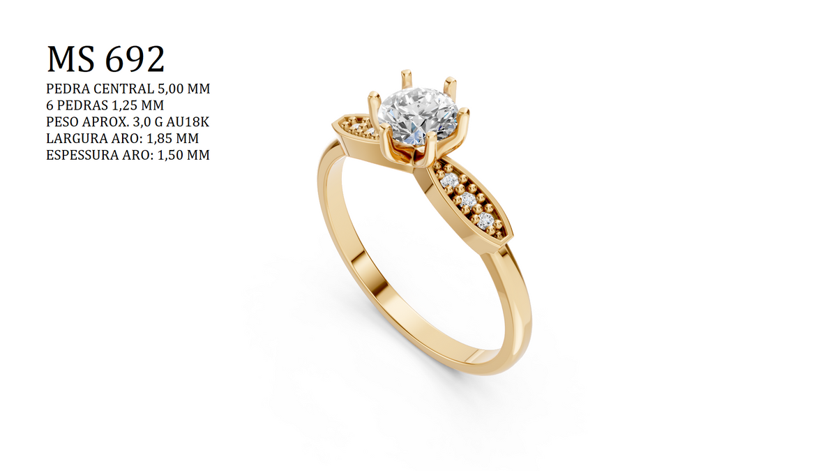 Anillo Solitario — Archivo STL MS-692 | Impresión 3D Joyería