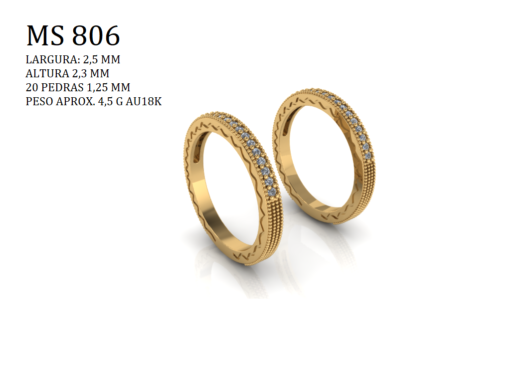 Anel Aparador STL MS-806 - Arquivo 3D para Impressão e Fundição de Joias