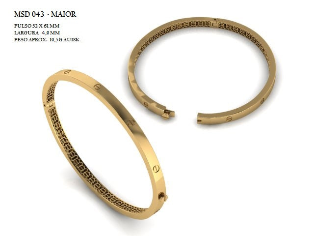 Bracelete — Arquivo STL MSD-043 | Fundição Direta para Joalheria-10% NO PIX