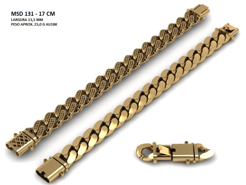 Bracelete - Arquivo STL MSD-131 | Fundição Direta para Joalheria 10% NO PIX