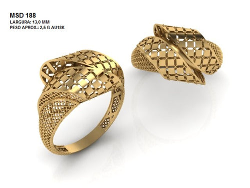Anel Exclusivo STL-079 - Arquivo 3D para Impressão e Fundição de Joias