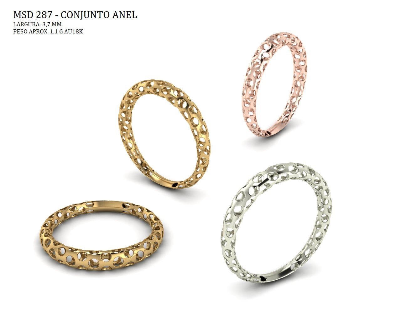 Conjunto - Arquivo STL MSD-287 | Fundição Direta para Joalheria-10% NO PIX