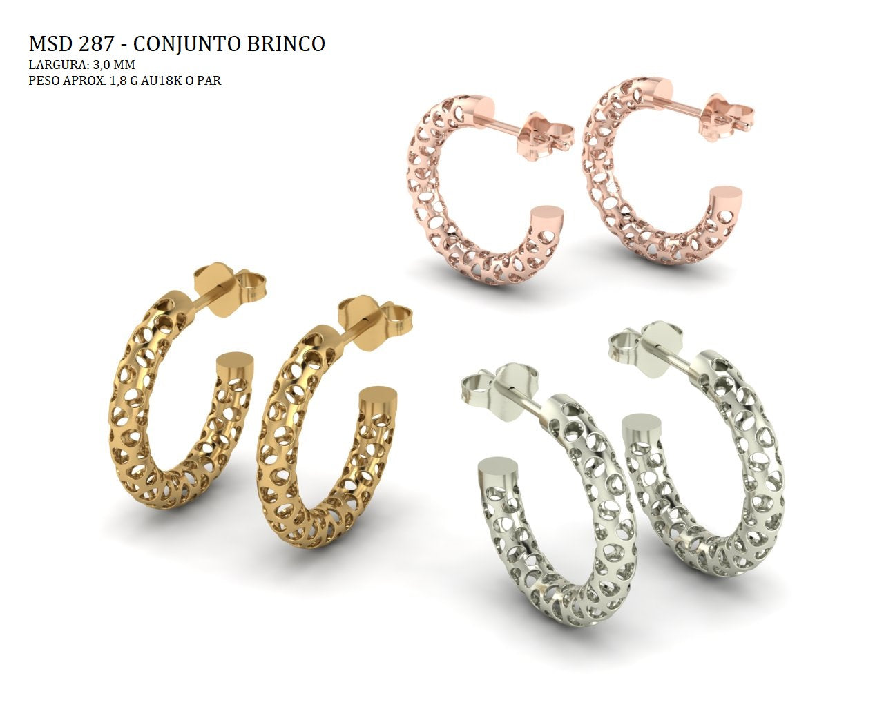 Conjunto - Arquivo STL MSD-287 | Fundição Direta para Joalheria-10% NO PIX