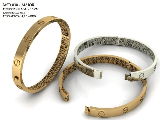 Bracelete — Arquivo STL MSD-030| Impressão 3D e Fundição Direta para Joalheria-10% NO PIX