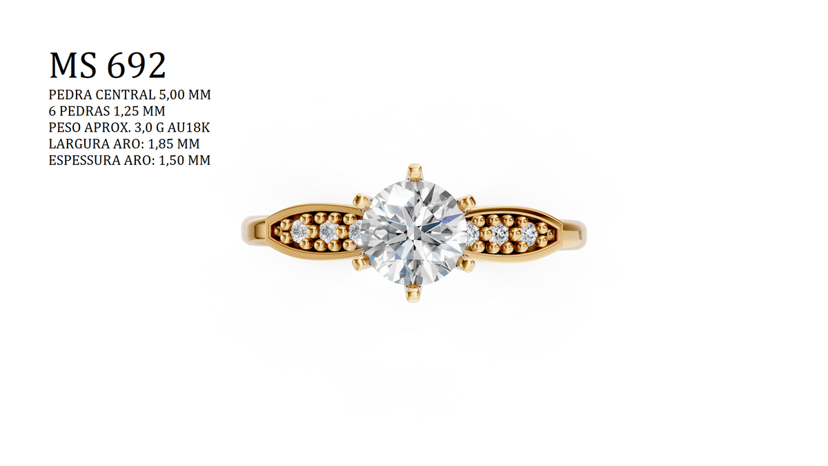 Anillo Solitario — Archivo STL MS-692 | Impresión 3D Joyería